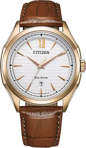 Citizen Solaruhr AW1753-10A - Elegante Herrenuhr mit Lederarmband - Herrenuhr mit Solar-Antrieb (Eco-Drive), wasserdicht bis 10 bar und edlem braunen Lederarmband für stilvolle Anlässe.