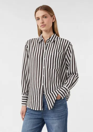 comma Langarmbluse Gestreifte Relaxed-Fit-Hemdbluse mit Brusttasche braun|bunt Größe 48 - Stylische Langarmbluse im Relaxed-Fit mit Brusttasche. Aus hochwertigem Material, ideal für den täglichen Komfort und vielseitig kombinierbar.