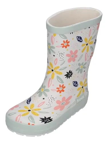 KOEL WELLIE BARE MULTI Barfußschuh White Flowers - Babyschuhe in Größe 23 EU, buntes Design mit White Flowers, ideal für gesunde Fußentwicklung und spielerisches Laufen.
