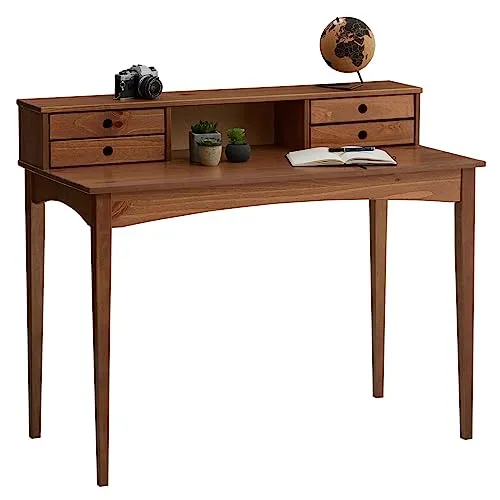 IDIMEX Schreibtisch MILANO – Massivholz Bürotisch mit 4 Schubladen - Schreibtisch aus massivem Kiefernholz in Kastanie, bietet mit 4 Schubladen viel Stauraum und ist ideal für Home Office oder Büro.