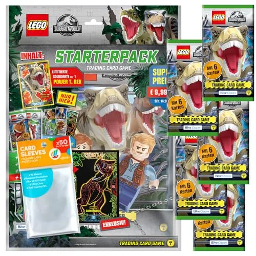 Bundle mit Blue Ocean Lego Jurassic World - Serie 3 Trading Cards - Entdecken Sie das exklusive Bundle mit 1 Starter und 5 Boostern der LEGO Jurassic World - Serie 3. Inklusive hochwertiger Sammelhüllen für optimalen Schutz Ihrer Karten! Ideal für Sammler und Fans! Das perfekte Geschenk!