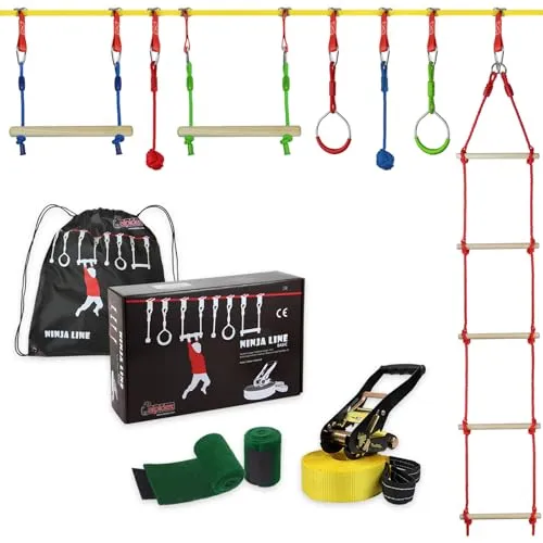 ALPIDEX Ninja Line Kinder Slackline Set mit Hindernissen von ALPIDEX