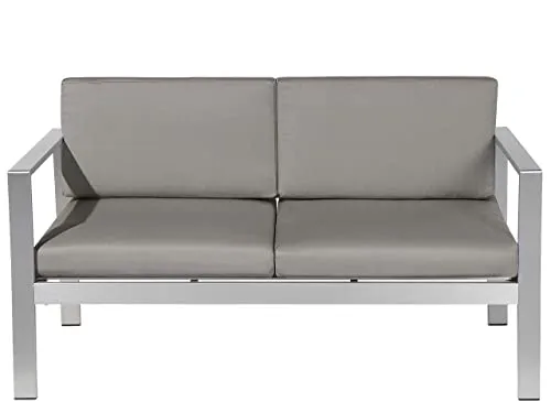 BELIANI Gartensofa Dunkelgrau Aluminium 2-Sitzer - Modernes 2-Sitzer Gartensofa aus rostfreiem Aluminium mit pflegeleichten, schmutzabweisenden Polstern. Ideal für entspannte Stunden im Freien und bietet ausgezeichneten Sitzkomfort.