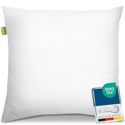 Beautissu Allergiker Kopfkissen 80x80 cm – Mikrofaser Steppkissen 800g Weiche Füllung – 60° Waschbares Schlafkissen Oeko-TEX – Pillow Kissen 80x80 – Sofa Deko Polster Kissen Bett BeauNuit NK
