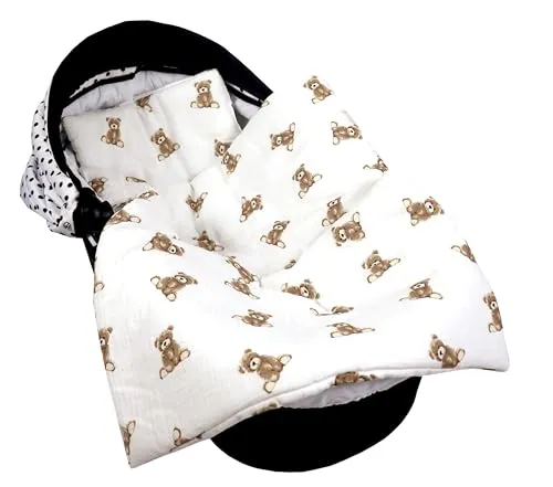 Babylux Babydecke Musselin 75x60 cm – Weiche Kuscheldecke für Kinderwagen & Stubenwagen, Atmungsaktiv, Perfekt für Sommer, Geschenk für Neugeborene MPM (D6 Teddys)