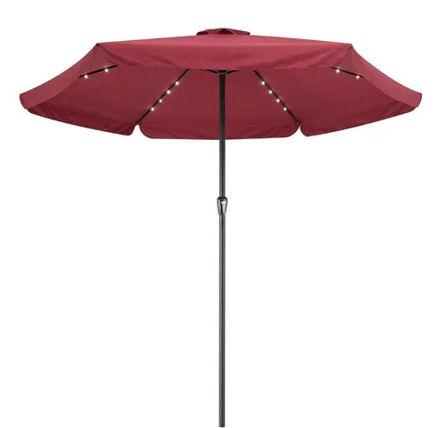 Kingsleeve Sonnenschirm mit LED Beleuchtung - Sonnenschirm 330x330x269cm, neigbar und wasserabweisend, ideal für gemütliche Abende im Freien mit solarbetriebener LED-Beleuchtung.