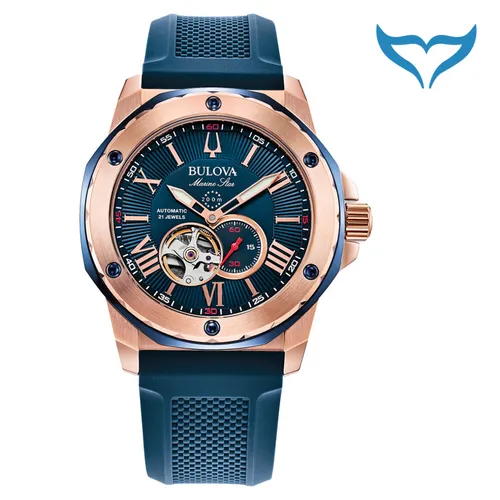 Bulova Marine Star 98A227 Armbanduhr Automatik 20bar Glasboden sportlich elegant