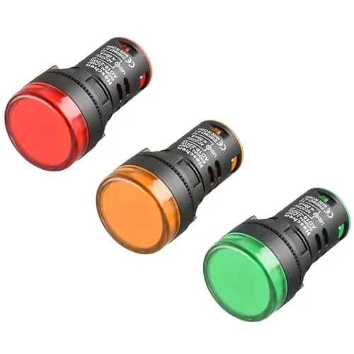 Heschen 22 mm LED-Kontrollleuchte, AD16-22D/S, 24 VDC 20 mA, rot/grün/gelb, Lichtfarbe, 3 Stück