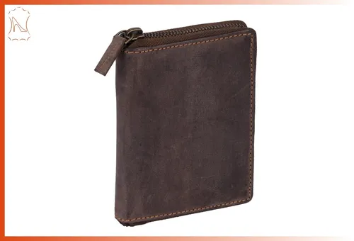GlücksNugget Geldbörse aus braunem Fettleder mit Reißverschluss - Praktische und stilvolle Lederbrieftasche in kompaktem Format (13 x 9 cm) für sicheren Stauraum und täglichen Gebrauch.