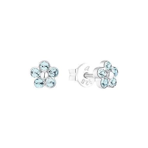 Amor Paar Ohrstecker Blumen mit Kristallglas in silber von Amor