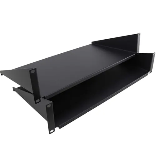 kenable Feste Cantilever Regalböden 2U 250mm Tief Schwarz 19 Zoll Daten Server Rack Schrank – Doppelpack