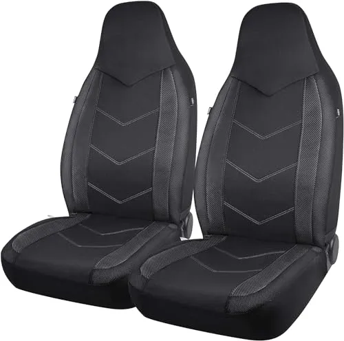 PIC AUTO Autositzbezüge Hoher Rückenlehne, PU-Leder, Airbag Kompatibel, Universal Passform Schwarz