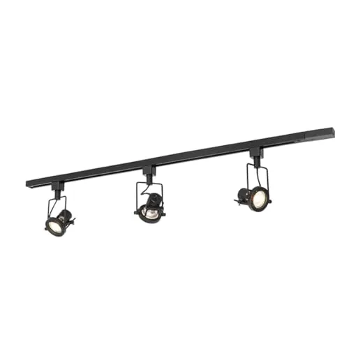 QAZQA Industrie Vintage Schienensystem Komplettset - Schienen- & Seilsysteme mit 3-flammigem Spotbalken, dimmbar und ideal für verschiedene Wohnräume und Büros.