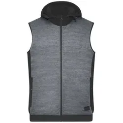 Men's Padded Hybrid Vest Wattierte Strickfleece Weste im attraktiven Materialmix grau/schwarz, Gr. 3XL