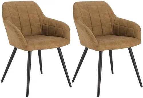 Woltu Esszimmerstuhl Set (2 Stühle) – Ergonomische Polsterstühle mit Metallbeinen