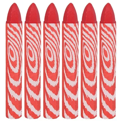 KMKANPO 6 Stück Bauholzkreide,Konischen Straßenmalkreiden,für verschiedene Oberflächen,Stein, Holz, Glas, Metall, Plastik, Gummi(rote)