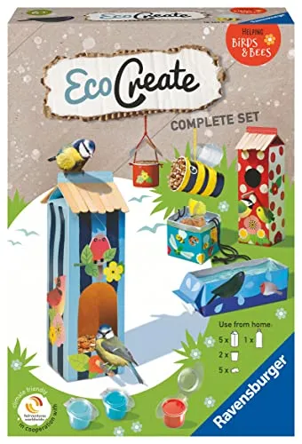 Ravensburger EcoCreate 18143 - Helping Birds & Bees - DIY Bastelset für Kinder ab 6 Jahren - Geburtstagsgeschenke, Deko selber basteln
