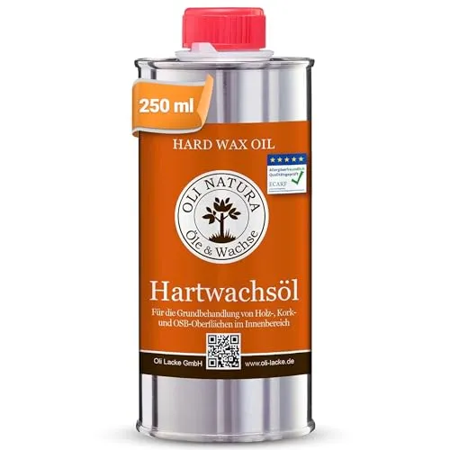 OLI-NATURA Hartwachsöl - 0.25L, farblos, natur - Holzöl für Möbel, Treppen, Türen & mehr - geprüft Allergikerfreundlich, lebensmittelecht-zertifiziert