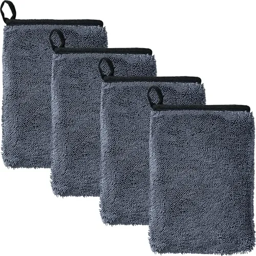 Erwin Müller Microfaser-Handschuh 4er-Pack mit 2-Seiten-Funktion grau Größe 15x20 cm