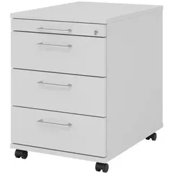 bümö Rollcontainer mit Schubladen - abschließbarer Bürocontainer aus Holz in grau - Aktenschrank mit platzsparendem Design, ideal für Schreibtischunterbringung. Robuste Bauweise mit abschließbarem Zylinderschloss und kugelgelagerten Schubladen für optimale Organisation.