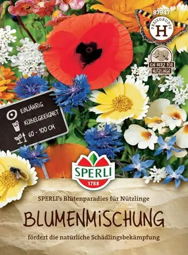 Sperli Blumensamen-Mischung SPERLI's Blütenparadies 87947 - einjährig - Kübelgeeignet - fördert Schädlingsbekämpfung - Pflanzen Samen, Saatgut, Blumensamen