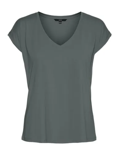 VERO MODA VMFILLI SS V-Neck Tee GA NOOS - Vielseitiges Kurzarm T-Shirt mit V-Ausschnitt für jeden Tag. Der elastische Regular Fit und der weiche Stoff aus 70% Modal garantieren hohen Tragekomfort.