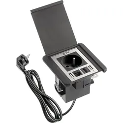 GTV Möbelsteckdose FLIP – Einbausteckdose mit USB, RJ45 und HDMI