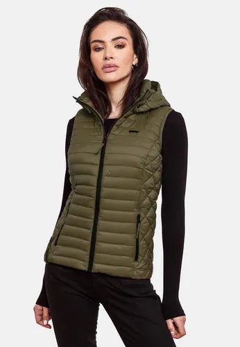 MARIKOO Damen Kapuzenweste B915 - Leichte Steppweste für den Übergang - Funktionsjacken mit weichem Obermaterial, ideal für Frühjahr und Herbst. Praktische Reißverschlusstaschen und modische Farben bieten Komfort und Stil.