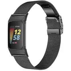 Edelstahl-Uhrenarmband für Fitbit Charge5/6 Black