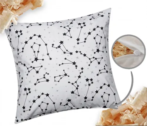 Heubergshop Zirbenkissen, 1-tlg., 40x40cm - Gefüllt mit Zirben - Sternzeichen Weiß Schwarz (Zirbe-530/1)