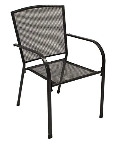 DEGAMO Gartensessel Classic stapelbar - 2 Stück - Stapelbare Stühle aus stabilen Metall mit anthrazitfarbener Streckmetall-Oberfläche, ideal für den Outdoor-Bereich und platzsparend bei der Lagerung.
