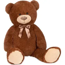 BRUBAKER XXL Teddybär 100 cm Braun mit Herz-Kissen