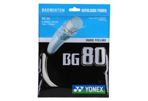 Yonex Badmintonsaite BG80 (Kontrolle+Touch) weiss 10m Set, Saitendicke: 0.68