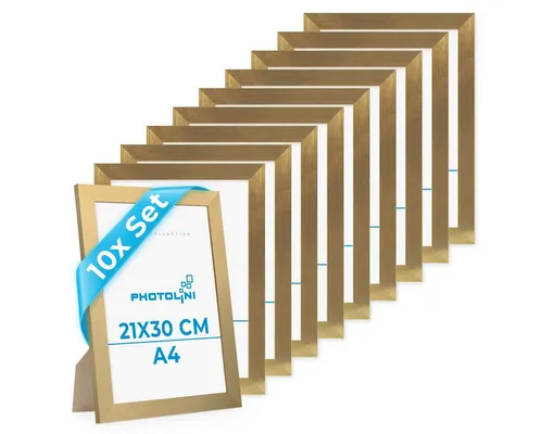 PHOTOLINI Bilderrahmen 10er Set Big Pack, breite Rahmen mit bruchsicherem Acrylglas, für 10 Bilder (10er Set), im modernen Stil für Ihre stilvolle Wanddekoration für Fotos & Poster