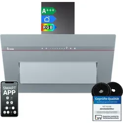 KKT KOLBE A+++ Dunstabzugshaube 80 cm - Dunstabzugshaube mit 782 cbm/h, elegantes mattgraues Glasdesign, smarte WiFi-Steuerung und RGBW LED-Beleuchtung für höchsten Komfort in Ihrer Küche.