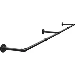 eSituro Wandmontierte Kleiderstange 180cm, Wandkleiderstange, Industrielle Rohrkleiderstangen, Platzsparendes Wandregal Küchenregal, Schwarz
