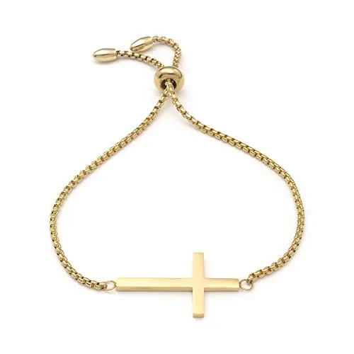 Heideman Armband Crux Damen - Elegante Kreuz Armkette aus hochwertigem Edelstahl - Armbänder für Damen, zeitloses Design aus goldfarbenem Edelstahl, individuell verstellbar, ideal für jeden Anlass und hautverträglich für Allergiker.