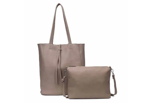 ITALYSHOP24 Schultertasche SET 2in1 Damen Tasche XXL Shopper - Damen Schultertaschen Set 2in1: XXL Shopper und abnehmbare Crossbody Bag aus leichtem Kunstleder. Ideal für jeden Anlass mit viel Stauraum und praktischem Design.