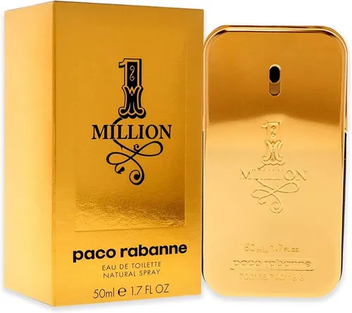 Paco Rabanne 1 Million Eau de Toilette für Männer - Kultiger Herrenduft mit frischen, würzigen und holzigen Noten, ideal für selbstbewusste Männer. Edler Flakon in Form eines goldenen Ziegelsteins unterstreicht Luxus und Erfolg.