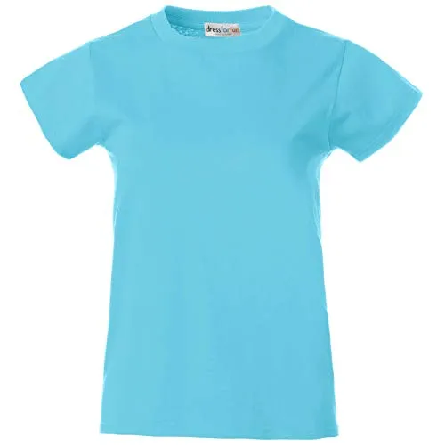 dressforfun 901025 Damen T-Shirt, Basic Shirt Kurzarm, Baumwolle, Diverse Farben und Größen - (Hellblau | M | Nr. 304211)