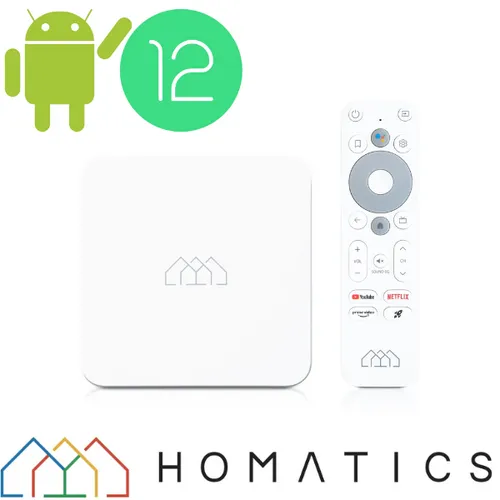 Homatics Box R Android TV Mediaplayer 4K UHD - Media Player mit 4K UHD, HDR und Bluetooth 5.0. Verwandeln Sie Ihren Fernseher in einen Smart-TV mit Android 11 und integriertem Chromecast für ein umfangreiches Streaming-Erlebnis.
