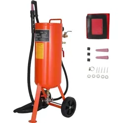 SucceBuy 10 Gallonen Hochleistungs-Sandstrahler, tragbarer Hochdruck-Strahlbehälter mit 60–110 PSI, Luft-Sandstrahl-Set mit 2 Keramikdüsen und ...