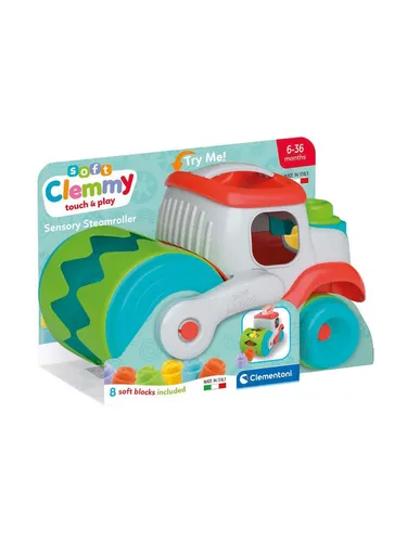 Clementoni Baby Soft Clemmy Steamroller Vehicle with Blocks 9pcs.