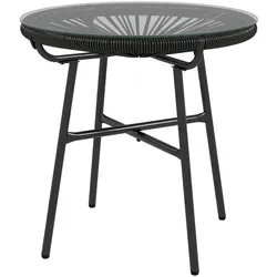 Rattan Beistelltisch Schwarz 50x50cm – Moderner Kaffeetisch für Terrasse und Balkon