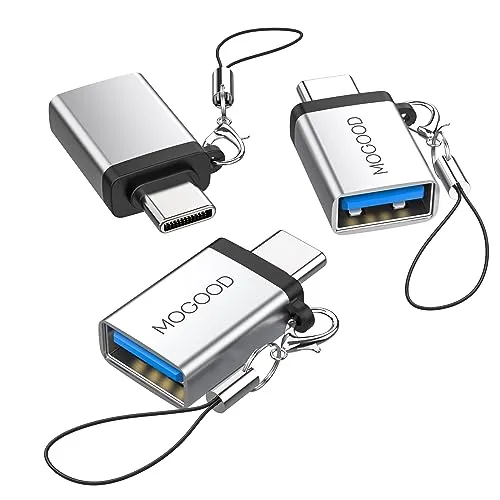 MOGOOD USB-C auf USB 3.0 Adapter, 5Gbps, OTG, 3er Set Silber, MacBook | Aluminium, 5Gbps, Plug-and-Play, für MacBook, Chromebook, Samsung, USB, Festplatte, Maus, Tastatur, Büro, Reisen, Gaming, PC
