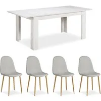Esstisch mit 4 Stühlen Ausziehbar Massiv Holz Weiß