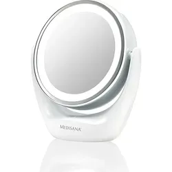 Medisana CM 835 2in1 Kosmetikspiegel - gleichmäßige Ringbeleuchtung mit 12 LEDs, normal und 5-fache Vergrößerung, hochwertig in Chrom-Optik