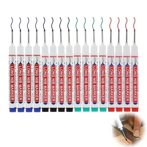 Tieflochmarker von Hochwertige Bohrlochmarker mit 20 mm langer Spitze, extra feine Rundspitze für Holz, Kunststoff, Metall und Karton in Rot, Blau, Grün und Schwarz Tieflochmarker (16)