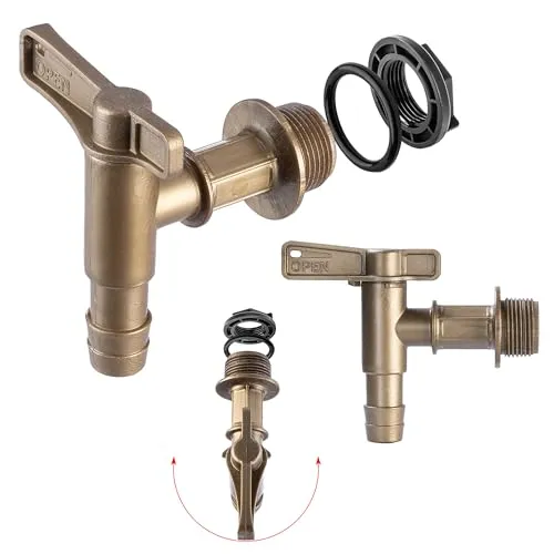KADAX Auslaufhahn für Regentonne, 3/4 Zoll Wasserhahn aus Kunststoff, Zapfhahn mit Dichtung und Kontermutter Dichtband, Hahn für Wassertank (Gold, 86 mm)