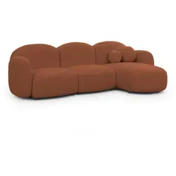 S-Style Möbel Ecksofa Nuvola aus Bouclé-Stoff in rot von S-Style Möbel